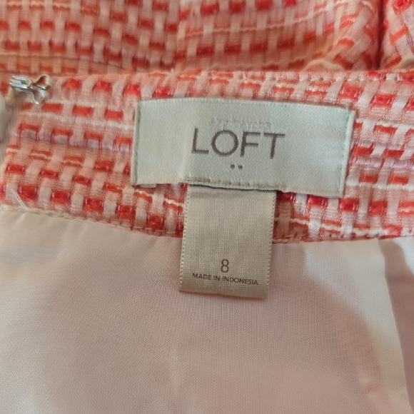 LOFT Lightweight Lined Coral Pink Tweed Mini Skirt With Pockets Size 8 - Picture 4 of 4